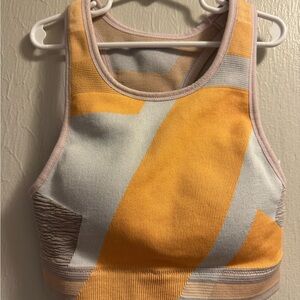 Nike Yellow and Gray Geometric Crop Top & Legging Set